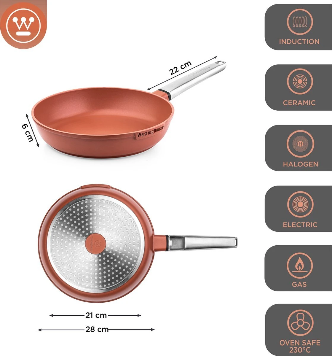 Westinghouse Koekenpannenset Performance - ø 24 En 28 Cm - Rood - Inductie En Alle Andere Warmtebronnen 8 Westinghouse Koekenpannenset Performance - ø 24 En 28 Cm - Rood - Inductie En Alle Andere Warmtebronnen - Afbeelding 6