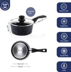 Westinghouse Steelpan Inductie - Ø 18 Cm - Zwart Marmer - Met Deksel - Sauspan -Westinghouse 1190x1200 8