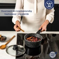 Westinghouse Steelpan Inductie - Ø 18 Cm - Zwart Marmer - Met Deksel - Sauspan -Westinghouse 1200x1200 110