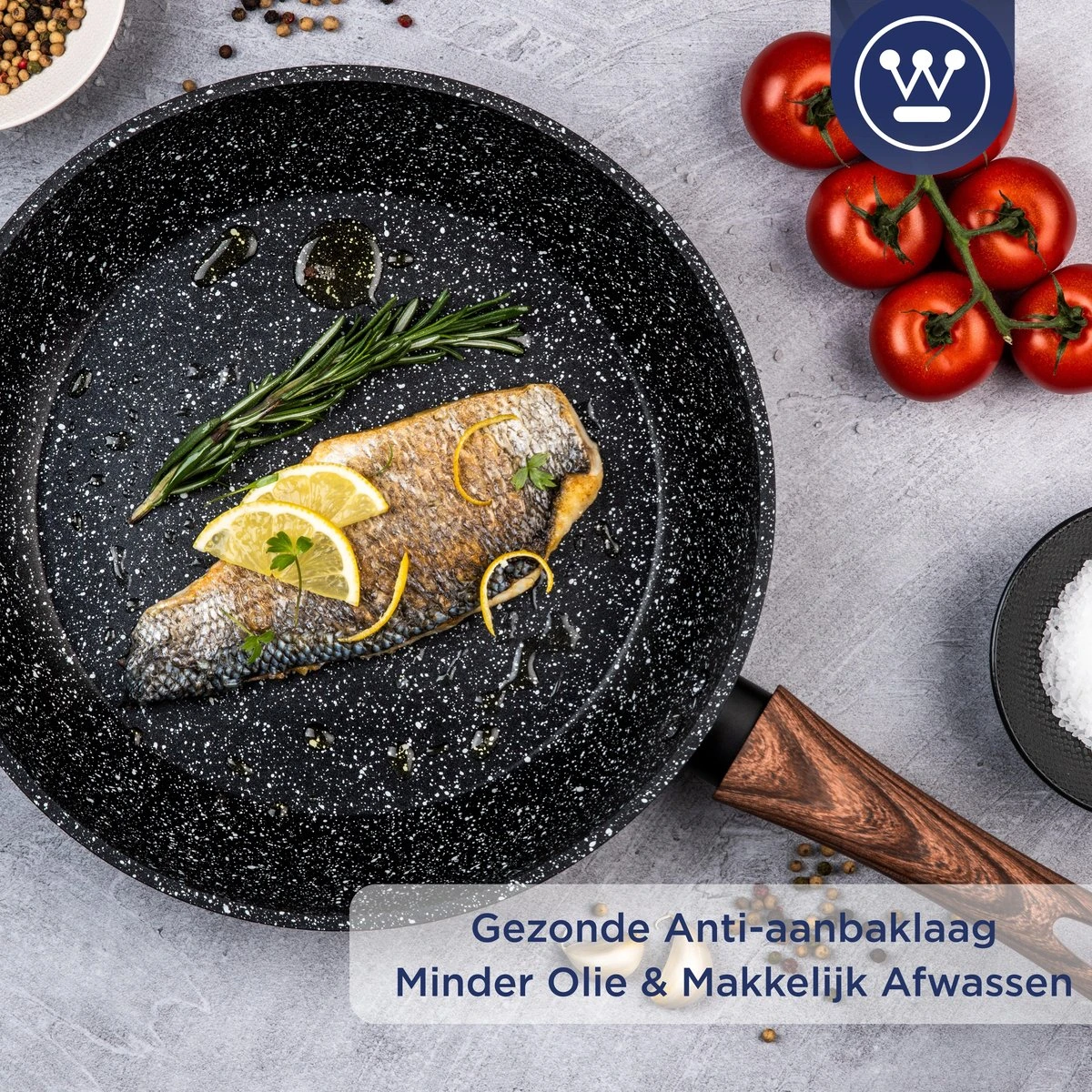 Westinghouse Koekenpan Inductie - Ø 30 Cm - Zwart Marmer - Speciale Editie 9 Westinghouse Koekenpan Inductie - Ø 30 Cm - Zwart Marmer - Speciale Editie - Afbeelding 7