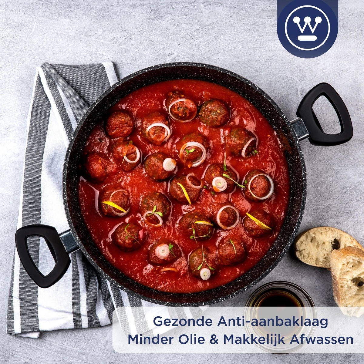 Westinghouse Hapjespan Inductie - Ø 28 Cm - Zwart Marmer - Met Deksel 10 Westinghouse Hapjespan Inductie - Ø 28 Cm - Zwart Marmer - Met Deksel - Afbeelding 8