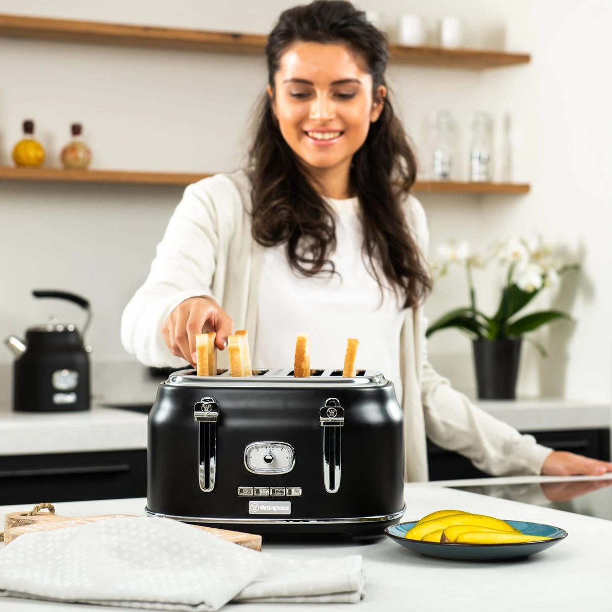 Westinghouse Retro Waterkoker + Broodrooster 4 Sleuven + Blender - Zwart 10 Westinghouse Retro Waterkoker + Broodrooster 4 Sleuven + Blender - Zwart - Afbeelding 8