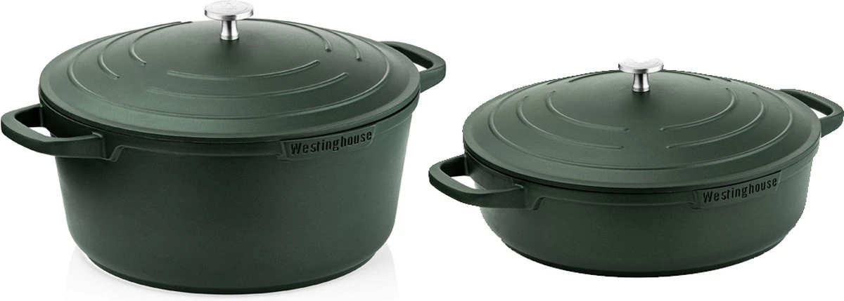 Westinghouse Pannenset Performance (Braadpan + Hapjespan) ø 28 Cm - Groen - Inductie En Alle Andere Warmtebronnen 3 Westinghouse Pannenset Performance (Braadpan + Hapjespan) ø 28 Cm - Groen - Inductie En Alle Andere Warmtebronnen