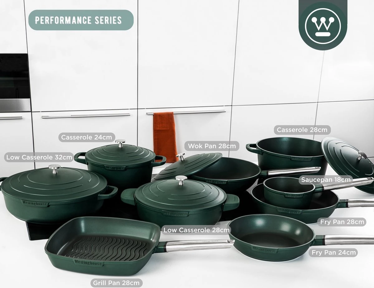 Westinghouse Pannenset - Performance Series Koekenpan 24cm + Koekenpan 28cm - Groen - Koekenpannenset 2-delig - Geschikt Voor Alle Warmtebronnen Inclusief Inductie 8 Westinghouse Pannenset - Performance Series Koekenpan 24cm + Koekenpan 28cm - Groen - Koekenpannenset 2-delig - Geschikt Voor Alle Warmtebronnen Inclusief Inductie - Afbeelding 6