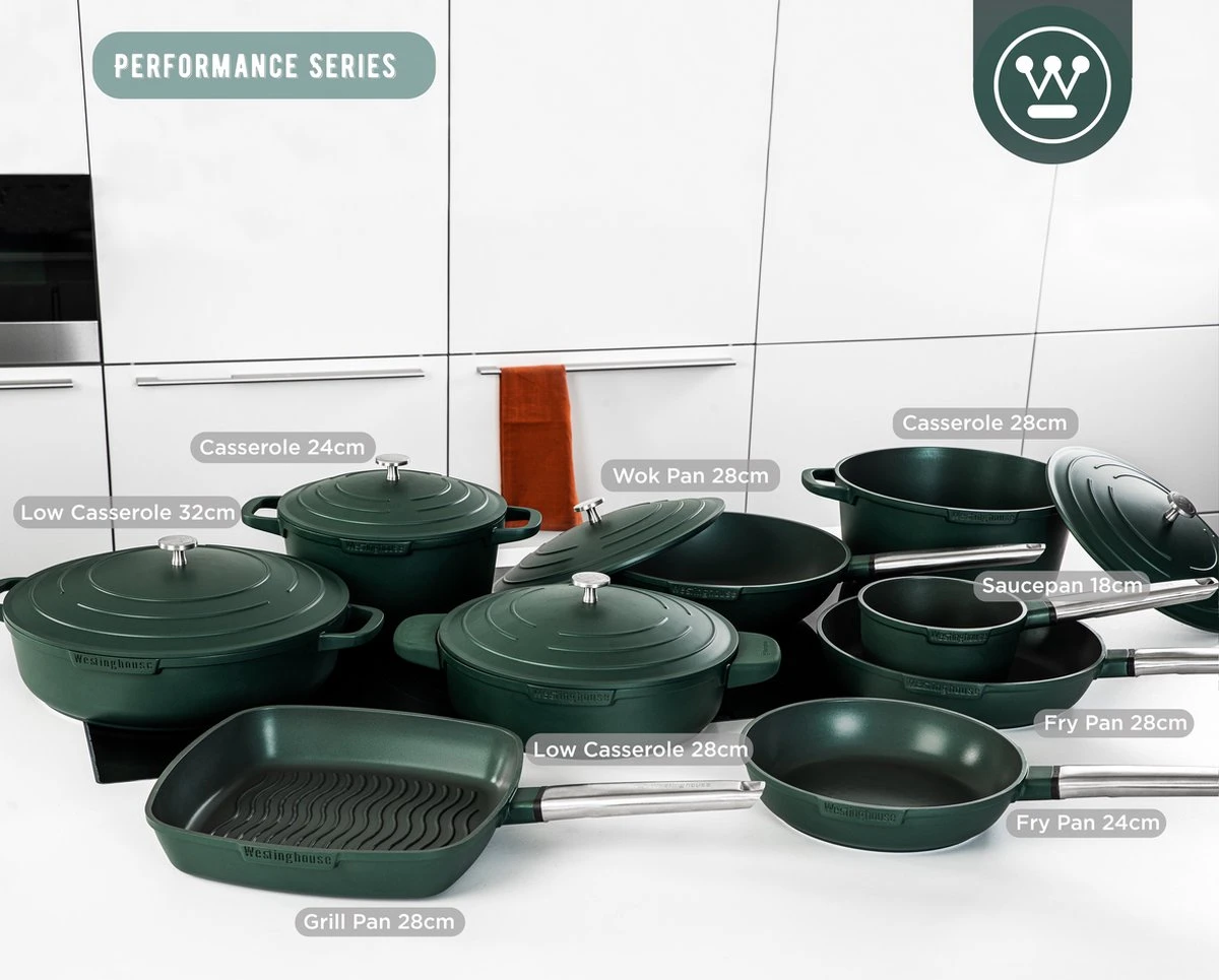 Westinghouse Performance Series - Koekenpan Inductie 28cm - Groen - Geschikt Voor Alle Warmtebronnen Inclusief Inductie En Ovenbestendig 7 Westinghouse Performance Series - Koekenpan Inductie 28cm - Groen - Geschikt Voor Alle Warmtebronnen Inclusief Inductie En Ovenbestendig - Afbeelding 5