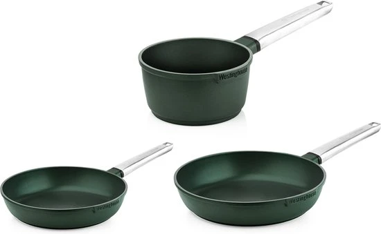 Westinghouse Pannenset Performance (Koekenpan ø 24 En 28 Cm + Steelpan ø 18 Cm) - Groen - Inductie En Alle Andere Warmtebronnen 3 Westinghouse Pannenset Performance (Koekenpan ø 24 En 28 Cm + Steelpan ø 18 Cm) - Groen - Inductie En Alle Andere Warmtebronnen