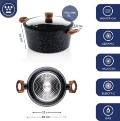 Westinghouse Pannenset Marble Wood (Wokpan ø 30 Cm + Braadpan + Hapjespan ø 28 Cm) - Inductie En Alle Andere Warmtebronnen 14 Westinghouse Pannenset Marble Wood (Wokpan ø 30 Cm + Braadpan + Hapjespan ø 28 Cm) - Inductie En Alle Andere Warmtebronnen -Westinghouse 550x554