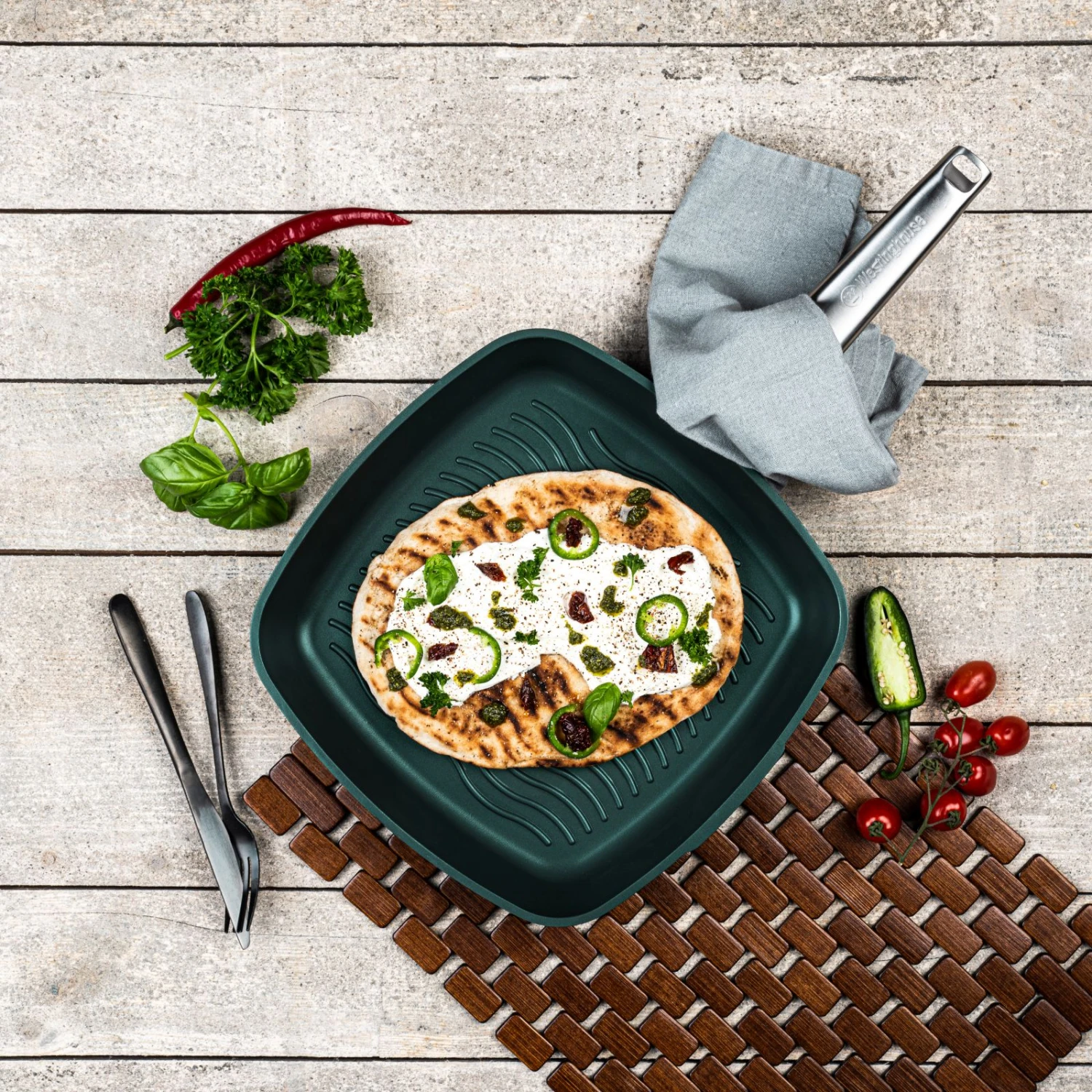 Westinghouse Grillpan Performance - Gracious Green - 28 X 28 Cm - Standaard Anti-aanbaklaag 12 Westinghouse Grillpan Performance - Gracious Green - 28 X 28 Cm - Standaard Anti-aanbaklaag - Afbeelding 10